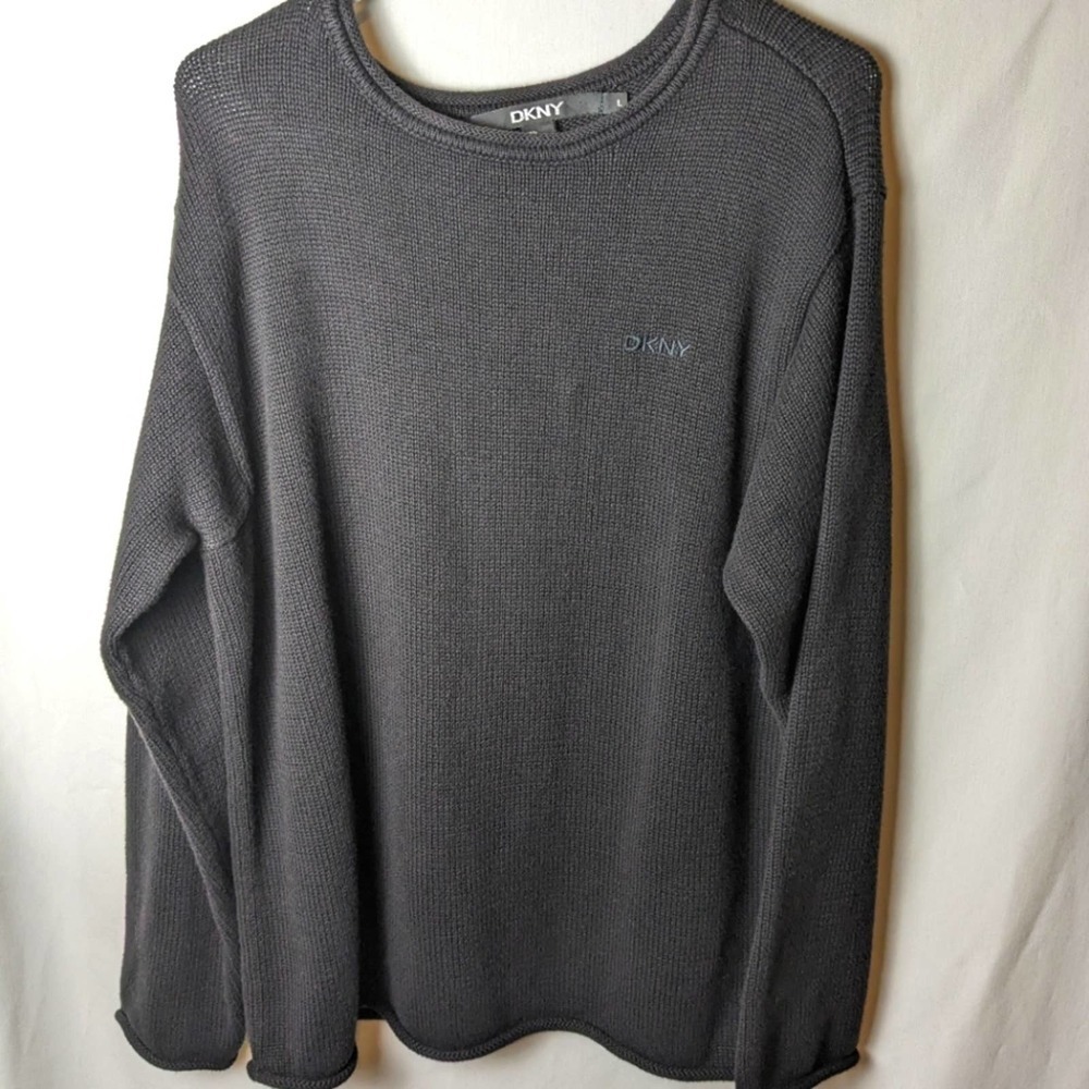 DKNY Corded Knit Sweater Large Black‎